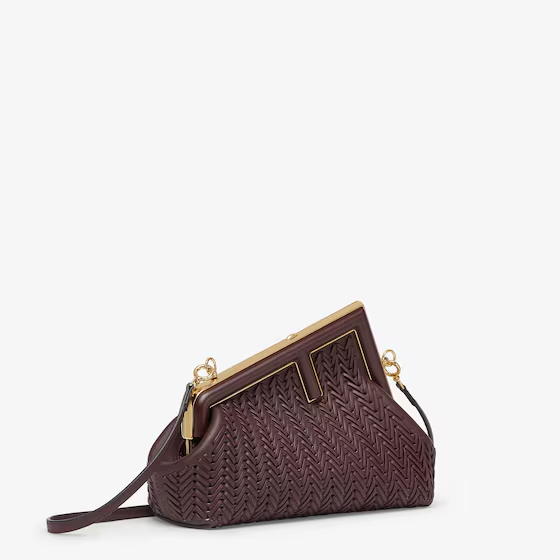 Fendi First Small - Burgundy braided leather bag Super master