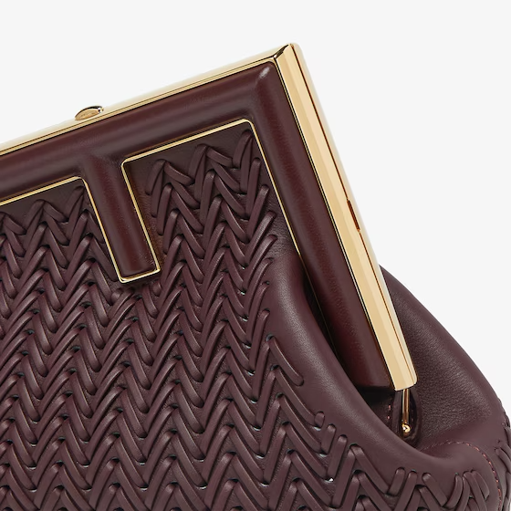 Fendi First Small - Burgundy braided leather bag Super master
