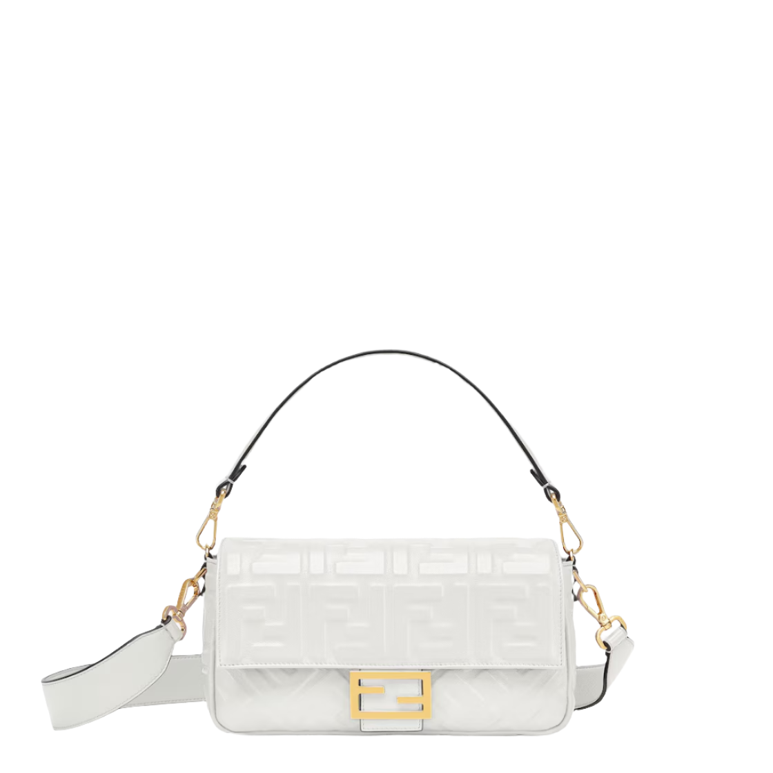 Fendi Baguette   White leather bag