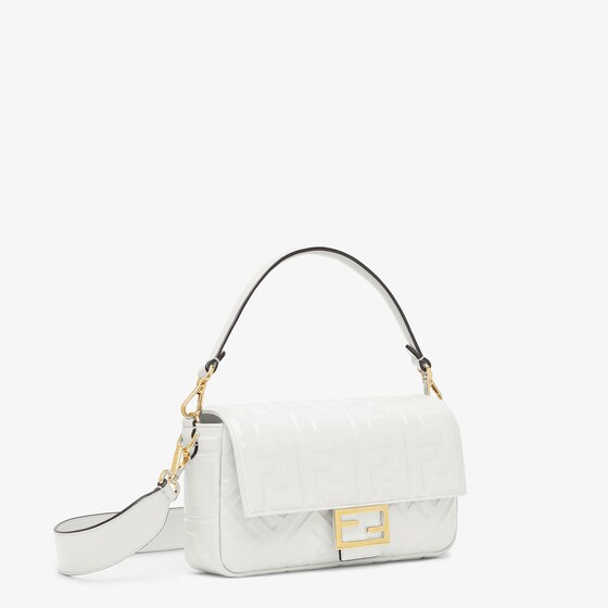 Fendi Baguette   White leather bag