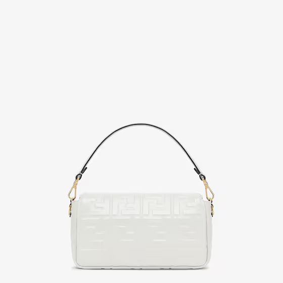 Fendi Baguette   White leather bag