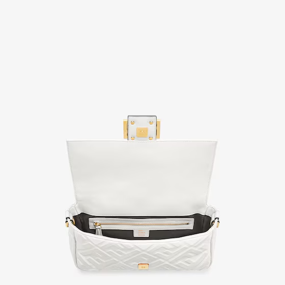 Fendi Baguette   White leather bag
