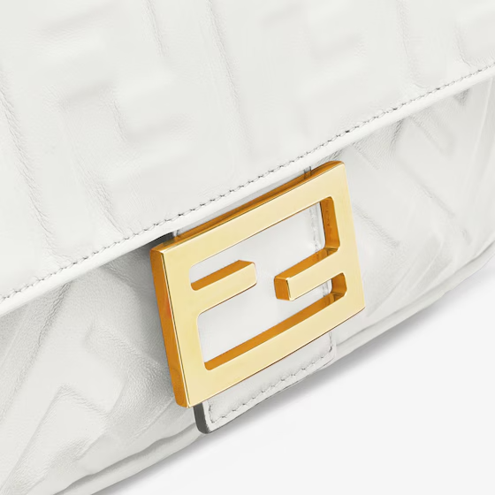 Fendi Baguette   White leather bag
