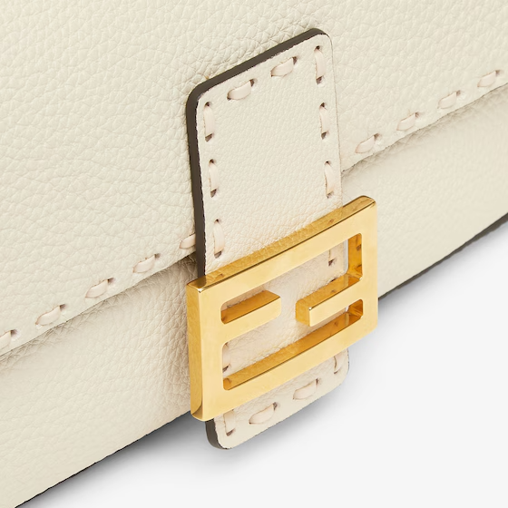 Fendi Baguette - White Selleria bag with oversized topstitching