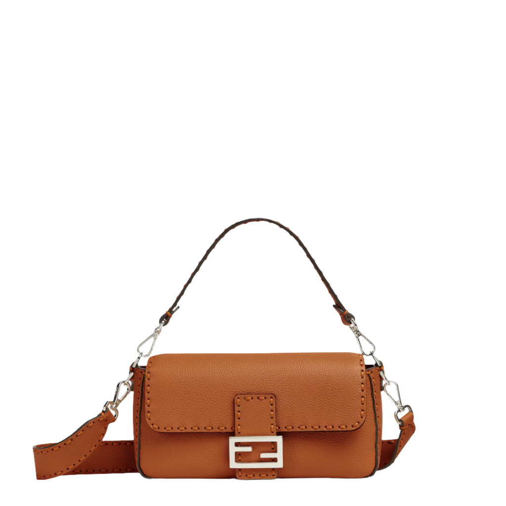 Fendi Baguette - Brown Selleria bag with oversized topstitching