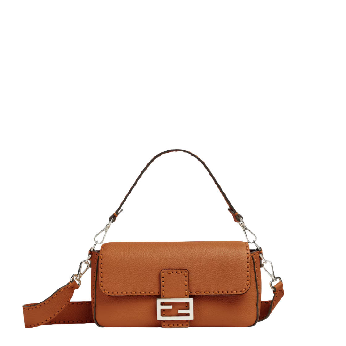 Fendi Baguette - Brown Selleria bag with oversized topstitching