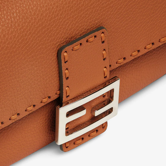 Fendi Baguette - Brown Selleria bag with oversized topstitching