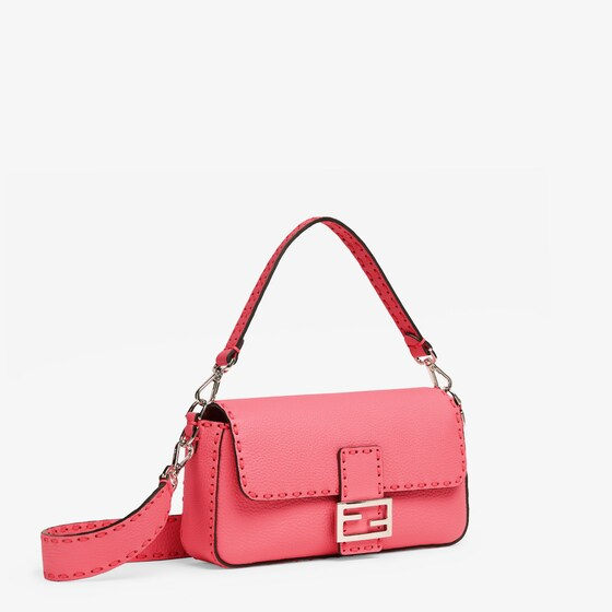 Fendi Baguette - Pink Selleria bag with oversize topstitching