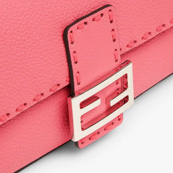Fendi Baguette - Pink Selleria bag with oversize topstitching