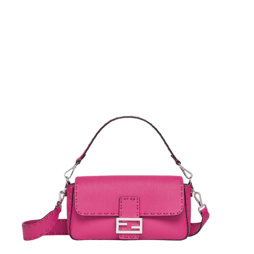 Fendi Baguette - Fuchsia Selleria bag with oversized topstitching