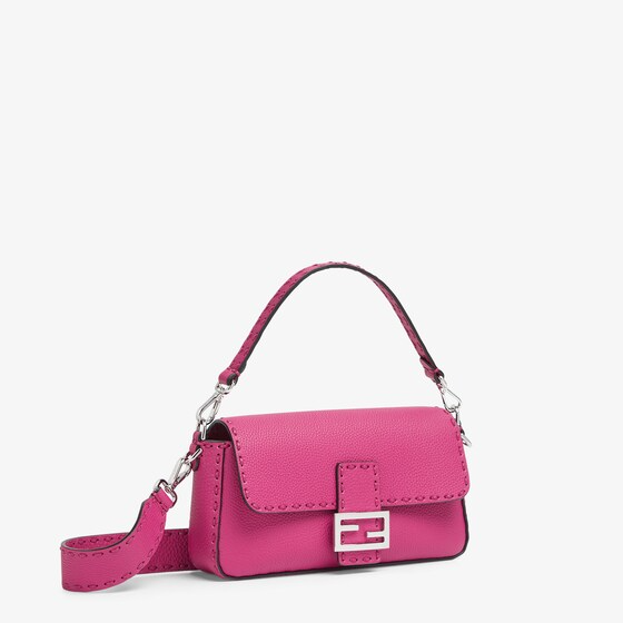 Fendi Baguette - Fuchsia Selleria bag with oversized topstitching