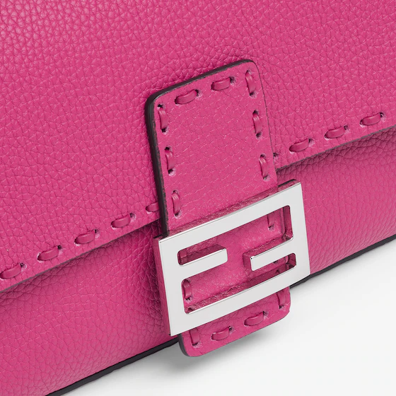Fendi Baguette - Fuchsia Selleria bag with oversized topstitching