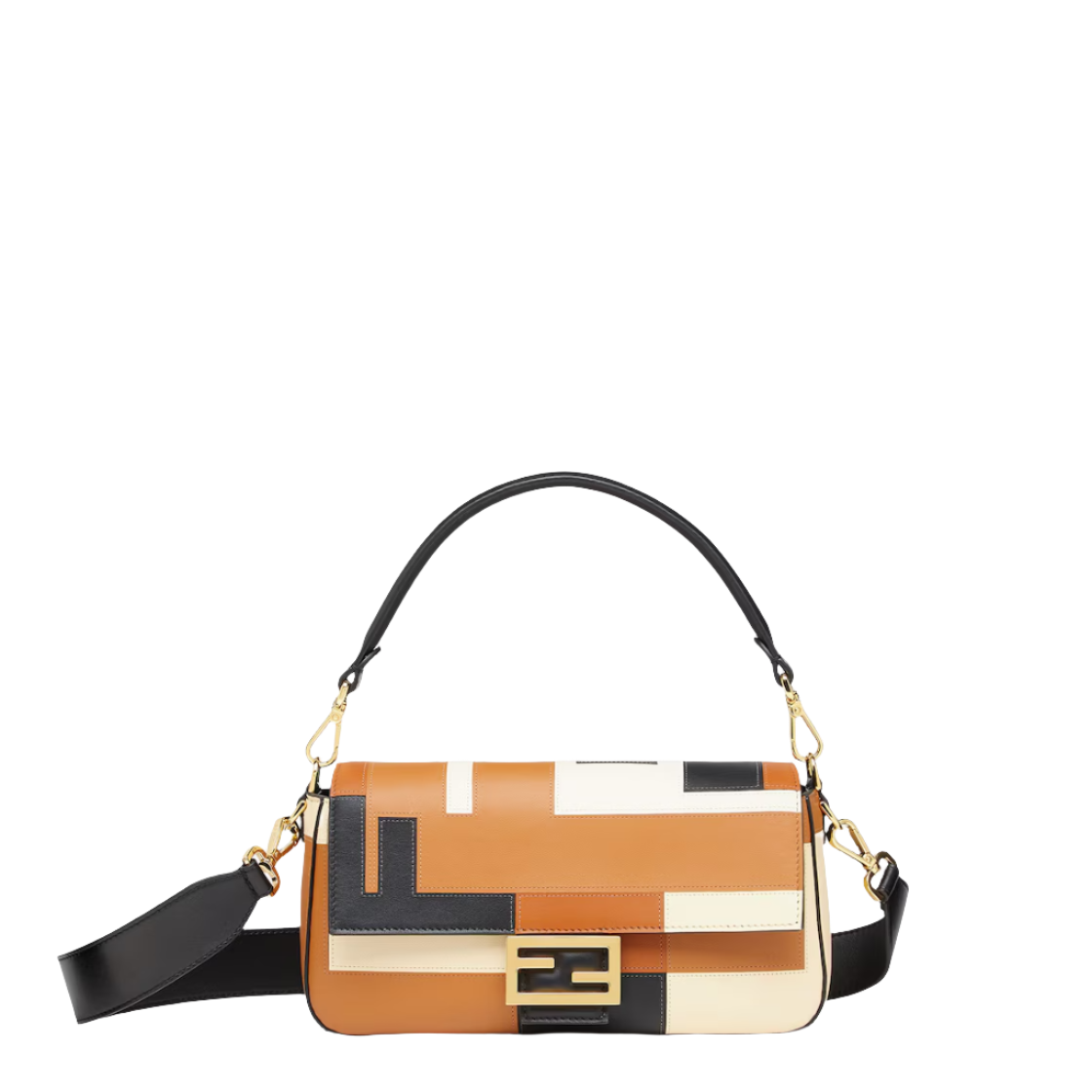 Fendi Baguette - Leather bag with multicolour FF inlay