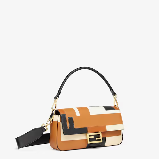 Fendi Baguette - Leather bag with multicolour FF inlay