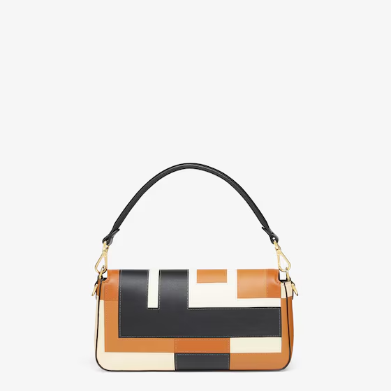 Fendi Baguette - Leather bag with multicolour FF inlay