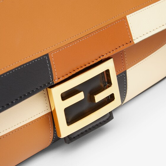 Fendi Baguette - Leather bag with multicolour FF inlay