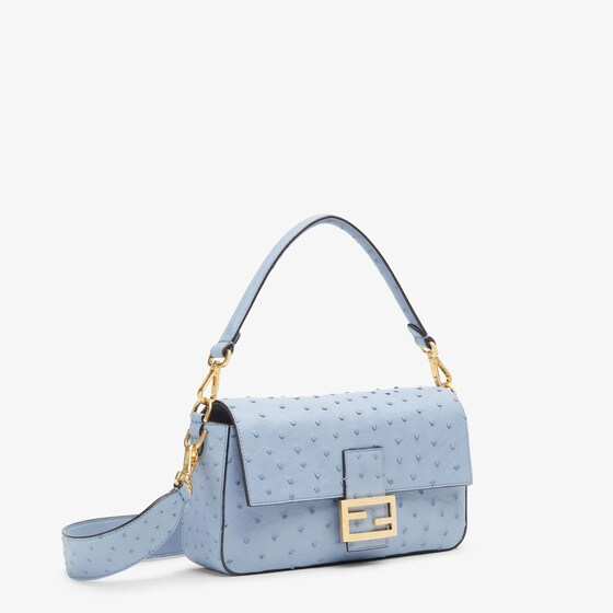 Fendi Baguette - Light blue ostrich leather bag