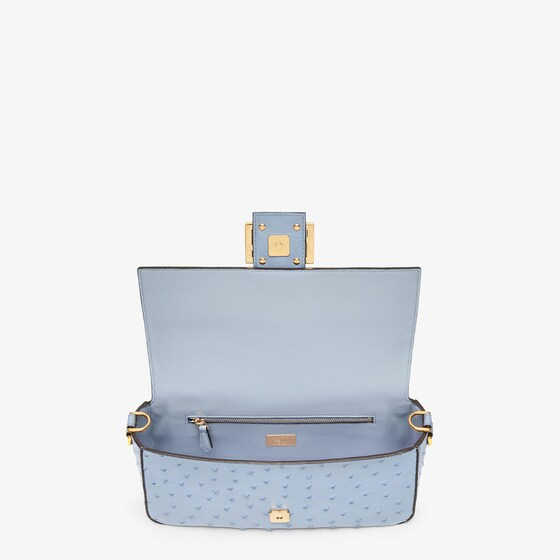 Fendi Baguette - Light blue ostrich leather bag
