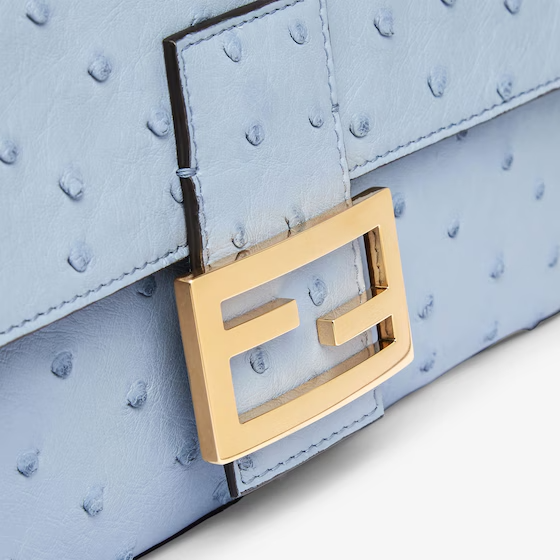 Fendi Baguette - Light blue ostrich leather bag