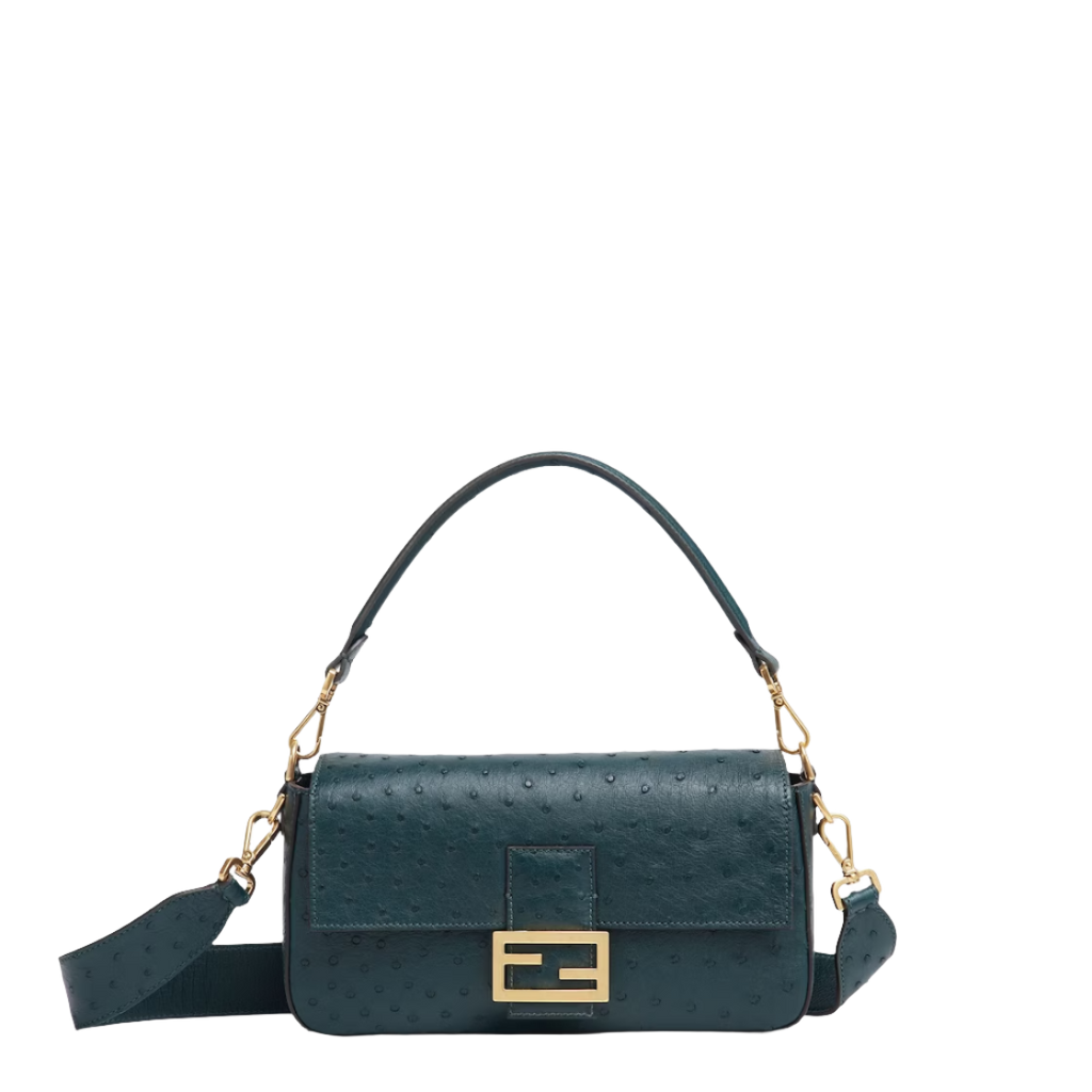 Fendi Baguette - Dark green ostrich leather bag