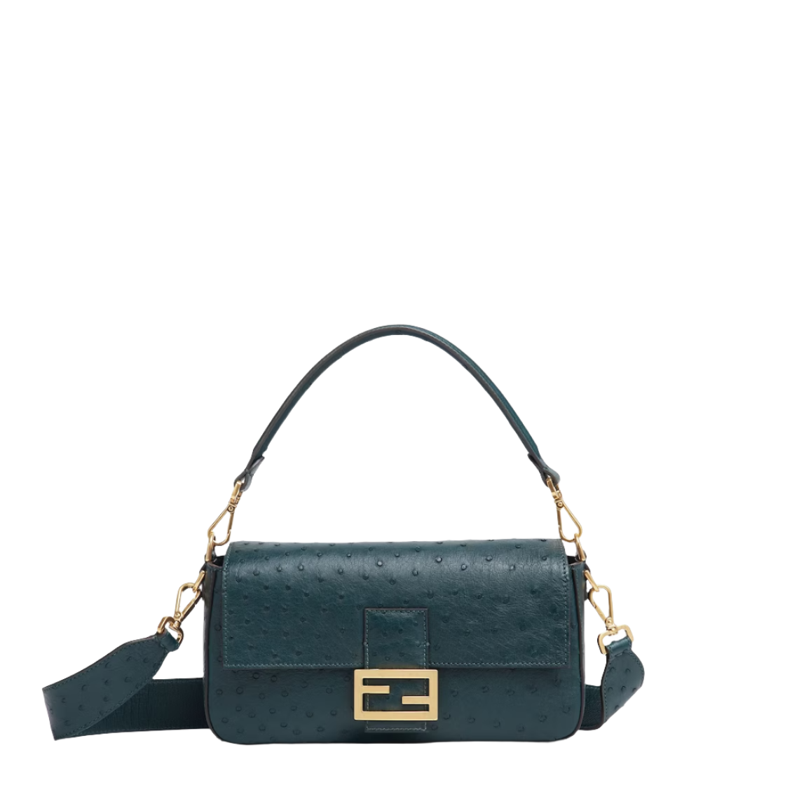 Fendi Baguette - Dark green ostrich leather bag