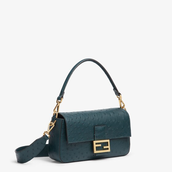 Fendi Baguette - Dark green ostrich leather bag