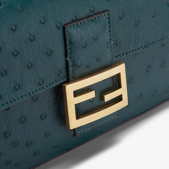 Fendi Baguette - Dark green ostrich leather bag