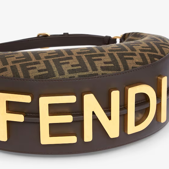Fendi Fendigraphy Small - Brown FF jacquard fabric bag