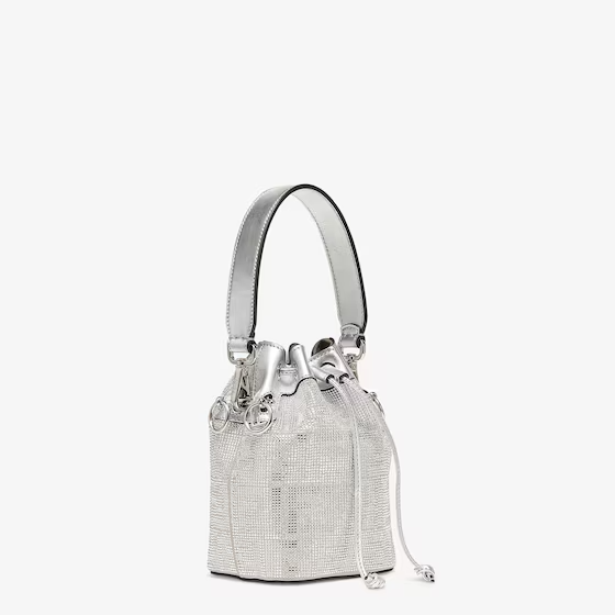 Fendi Mon Tresor - Silver leather mini bag with crystal FF motif