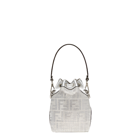 Fendi Mon Tresor - Silver leather mini bag with crystal FF motif