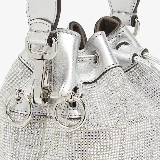 Fendi Mon Tresor - Silver leather mini bag with crystal FF motif