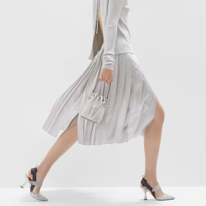 Fendi Mon Tresor - Silver leather mini bag with crystal FF motif