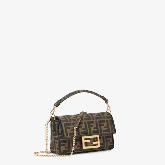 Fendi Baguette Mini - Brown FF jacquard fabric bag
