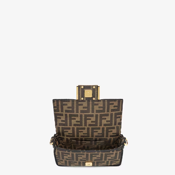 Fendi Baguette Mini - Brown FF jacquard fabric bag