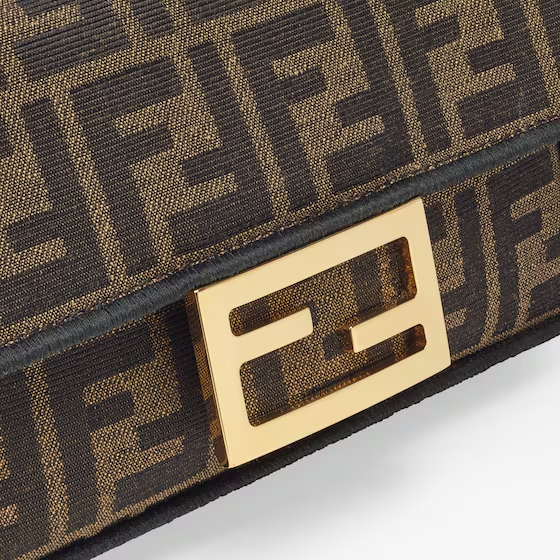Fendi Baguette Mini - Brown FF jacquard fabric bag
