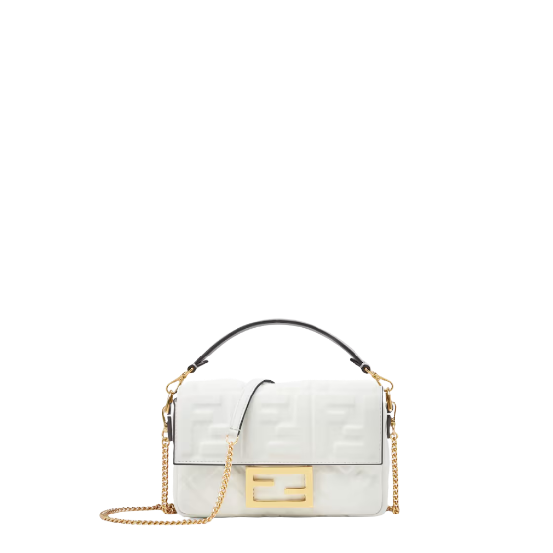 Fendi Baguette Mini - White nappa leather bag with FF motif
