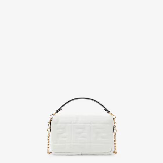 Fendi Baguette Mini - White nappa leather bag with FF motif