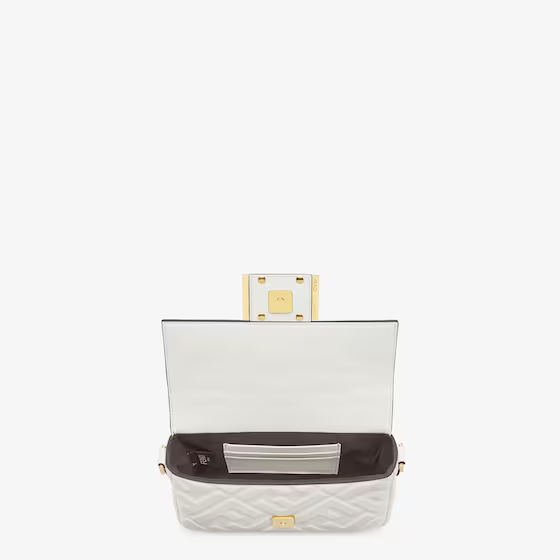 Fendi Baguette Mini - White nappa leather bag with FF motif