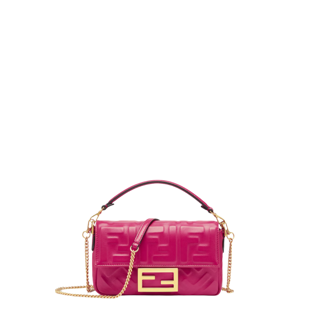 Fendi Baguette Mini - Fuchsia nappa leather bag
