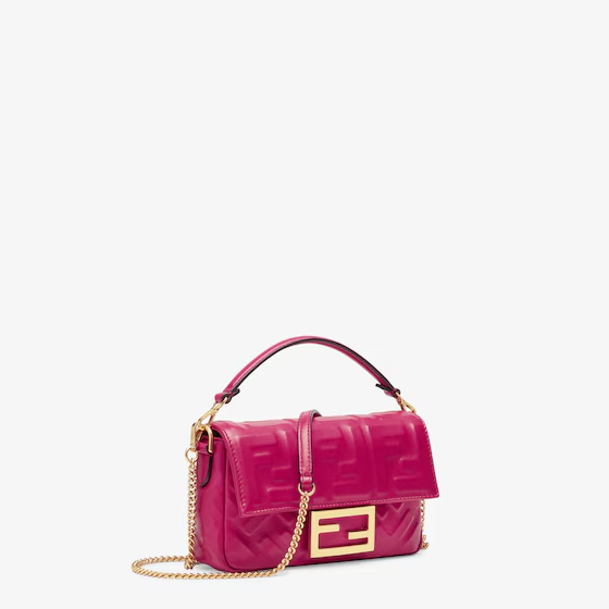 Fendi Baguette Mini - Fuchsia nappa leather bag