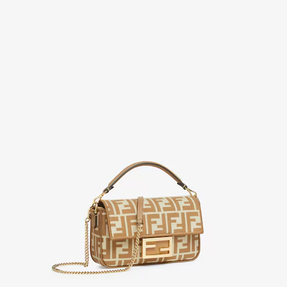 Fendi Baguette Mini - Beige FF jacquard fabric bag