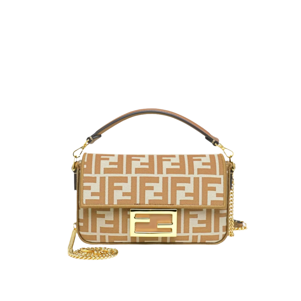 Fendi Baguette Mini - Beige FF jacquard fabric bag
