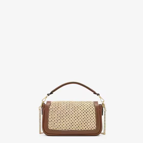Fendi Baguette Mini - Brown leather and macram  raffia bag