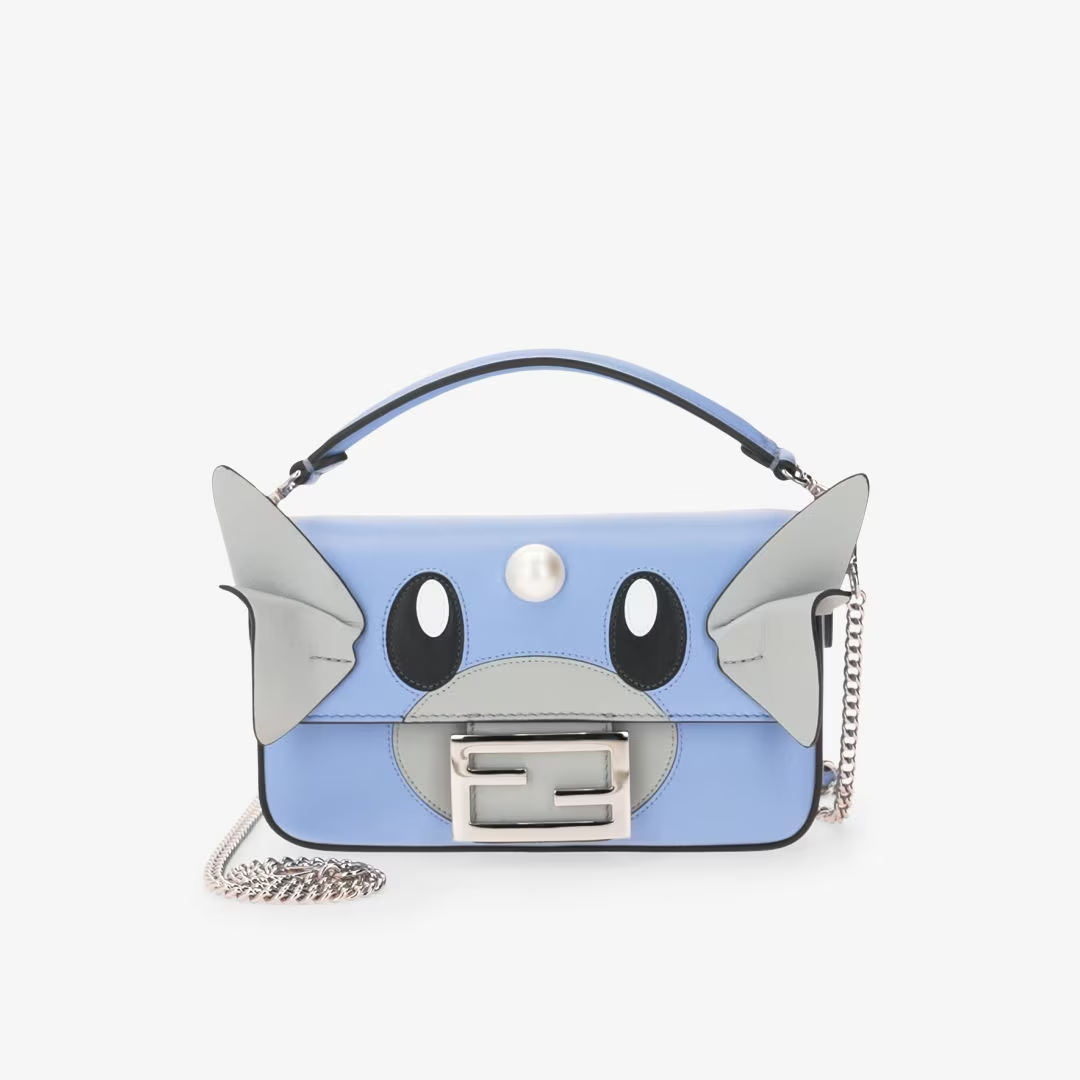 Fendi Baguette Mini  FENDI x FRGMT x POK MON light blue nappa leather bag