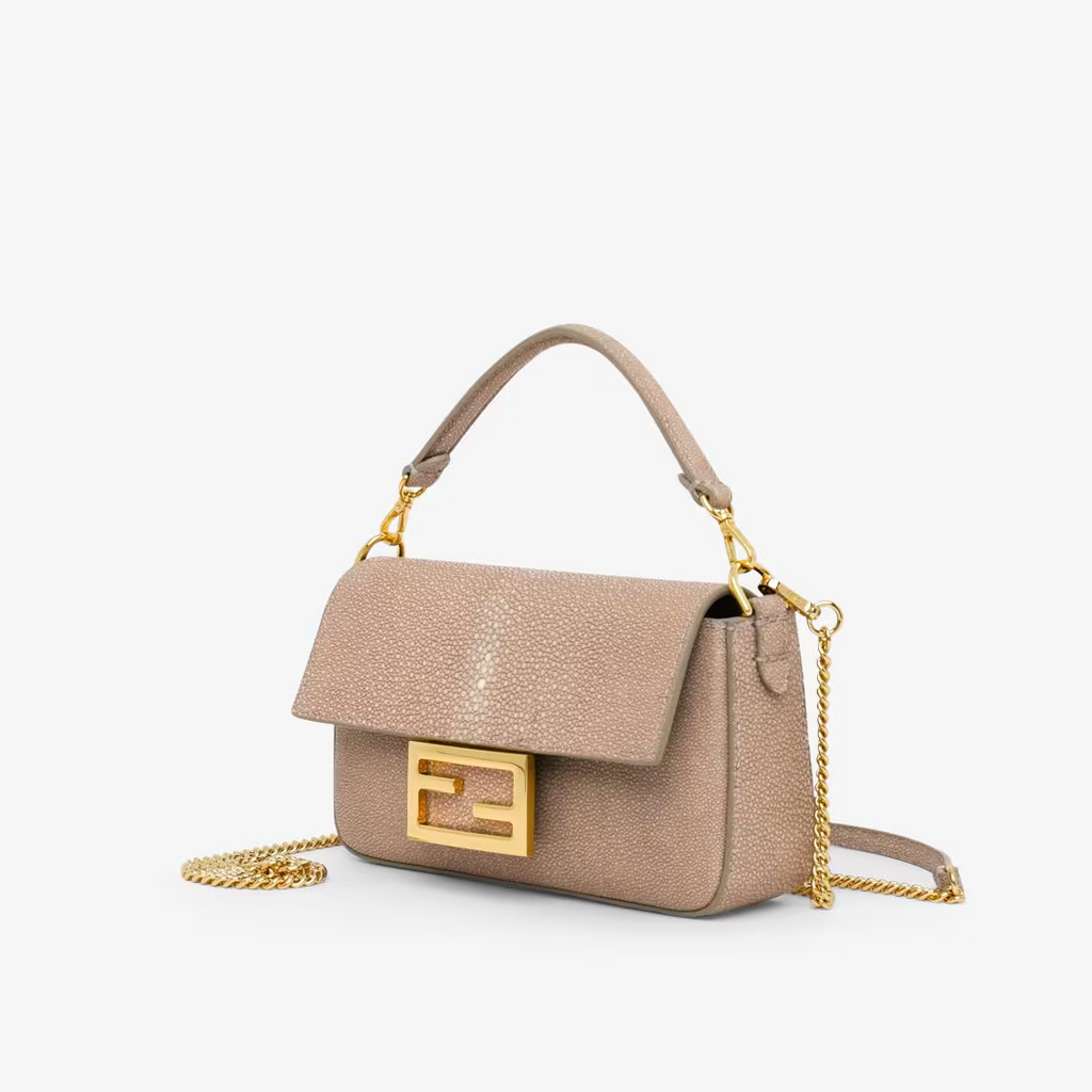 Fendi Baguette Mini - Dove grey stingray leather