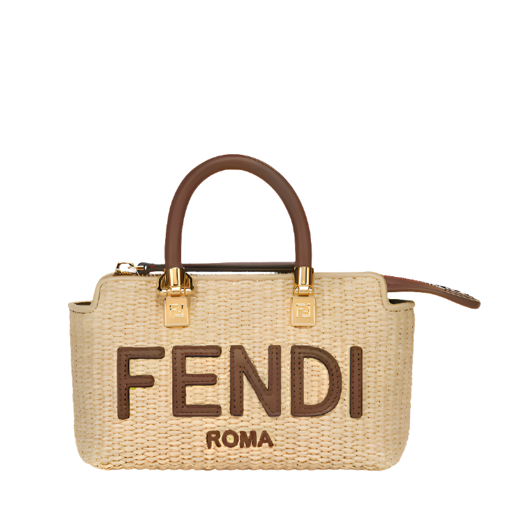 Fendi By The Way Mini - Natural raffia mini-bag
