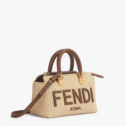 Fendi By The Way Mini - Natural raffia mini-bag