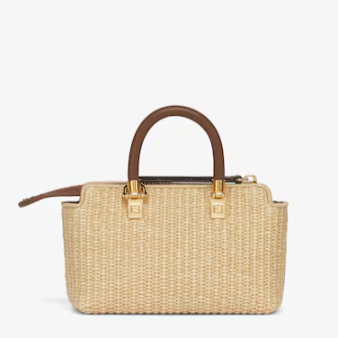 Fendi By The Way Mini - Natural raffia mini-bag