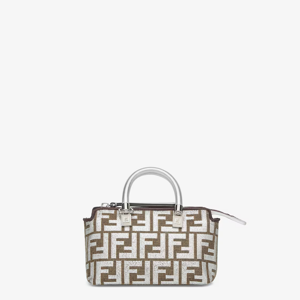 Fendi By The Way Mini - Small Boston bag in laminated jacquard FF fabric