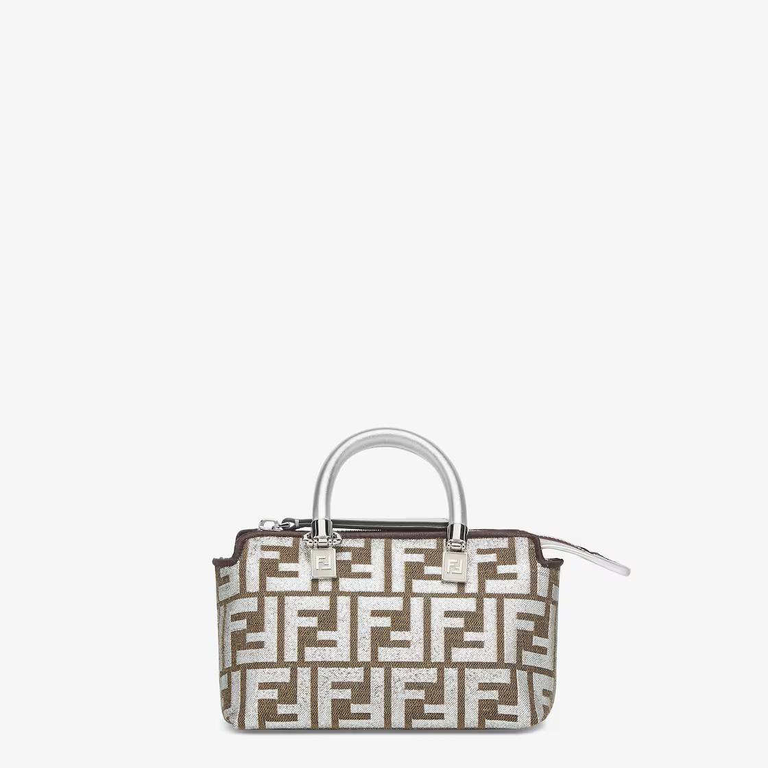 Fendi By The Way Mini - Small Boston bag in laminated jacquard FF fabric